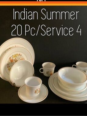 Corelle Indian Summer Cream Dinnerware with Orange and Yellow Floral Accents